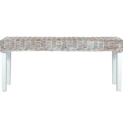 Bankje 110 cm natuurlijk kubu rattan en massief mahoniehout>vidaXL Best