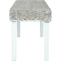 Bankje 110 cm natuurlijk kubu rattan en massief mahoniehout><noscript><img width=