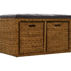 Bankje met 2 manden 71x40x42 cm zeegras>vidaXL Outlet