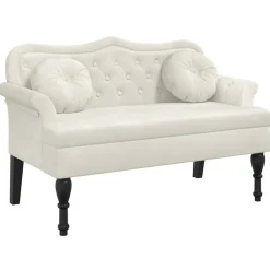 Bankje met kussens 120,5x65x75 cm fluweel crèmekleurig>vidaXL Clearance