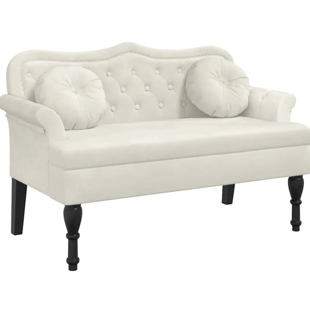 Bankje met kussens 120,5x65x75 cm fluweel crèmekleurig>vidaXL Clearance