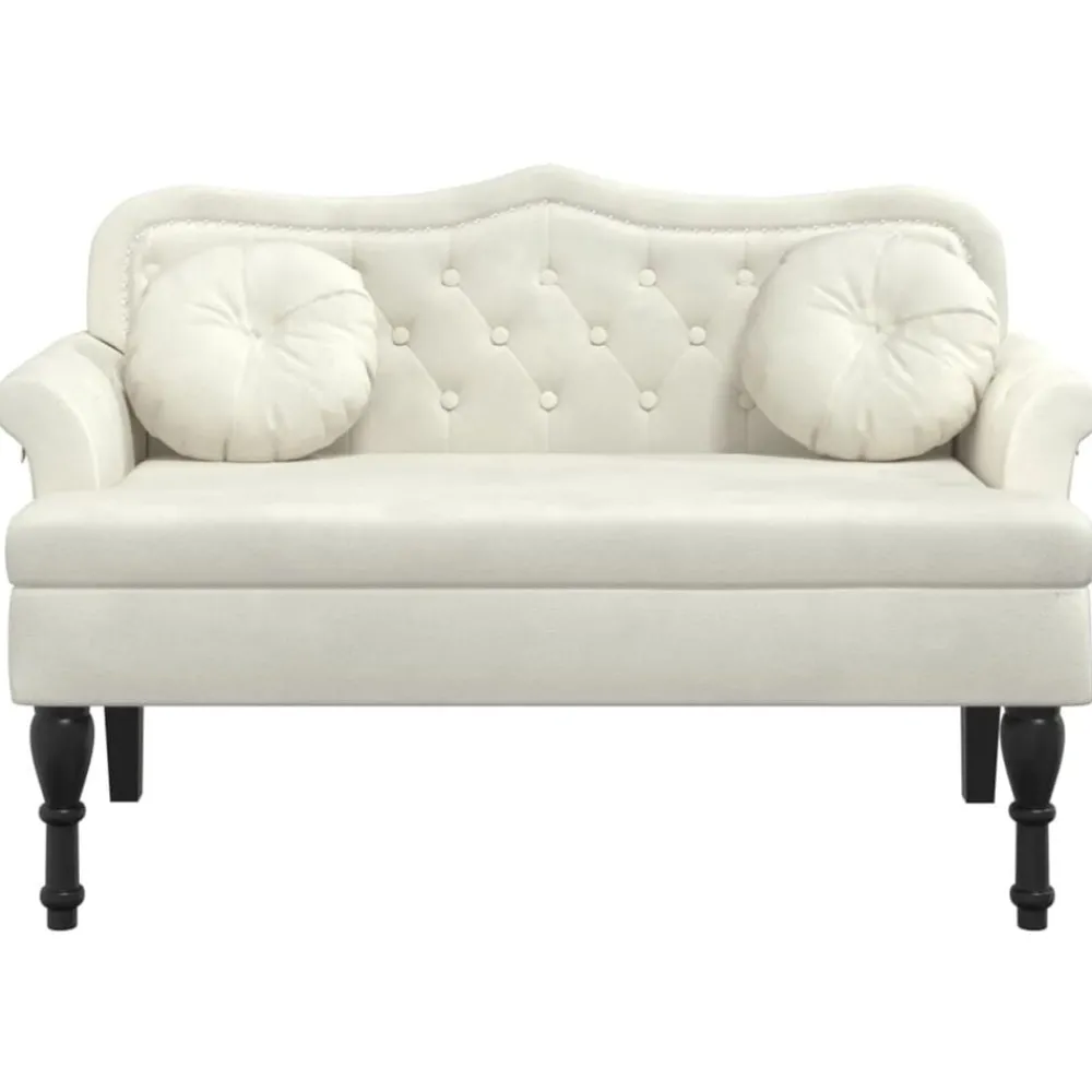 Bankje met kussens 120,5x65x75 cm fluweel crèmekleurig>vidaXL Clearance