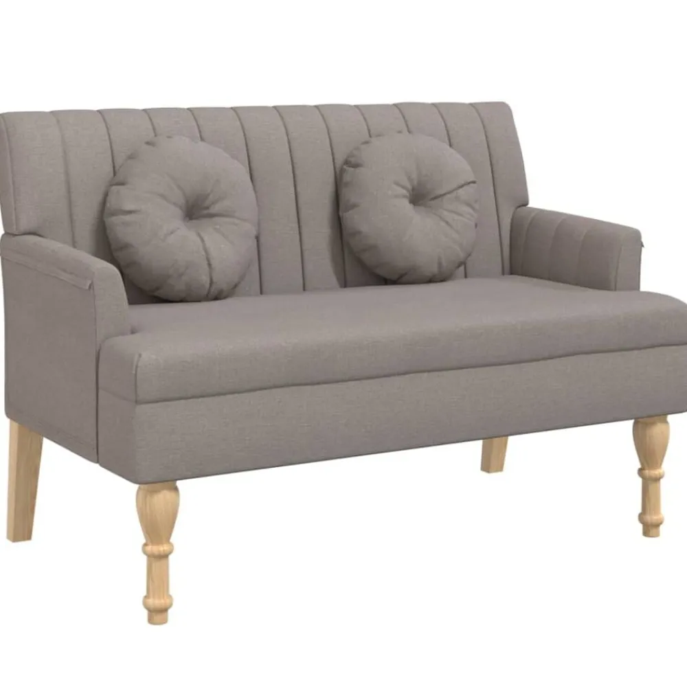 Bankjes*vidaXL Bankje met kussens 113x64,5x75,5 cm stof Taupe
