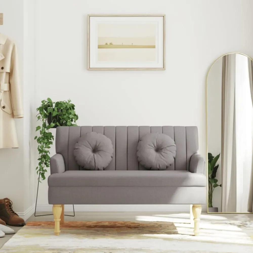 Bankjes*vidaXL Bankje met kussens 113x64,5x75,5 cm stof Taupe