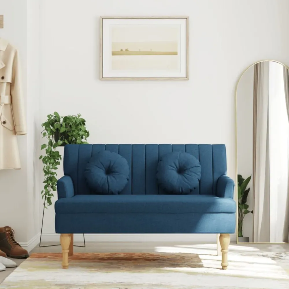 Bankjes*vidaXL Bankje met kussens 113x64,5x75,5 cm stof Blauw
