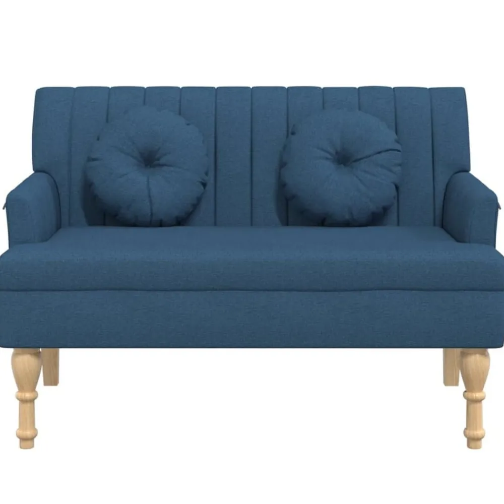 Bankjes*vidaXL Bankje met kussens 113x64,5x75,5 cm stof Blauw