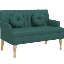 Bankjes*vidaXL Bankje met kussens 113x64,5x75,5 cm stof Donkergroen