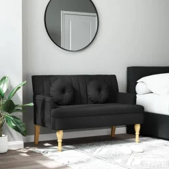 Bankje met kussens 113x64,5x75,5 cm stof>vidaXL Hot