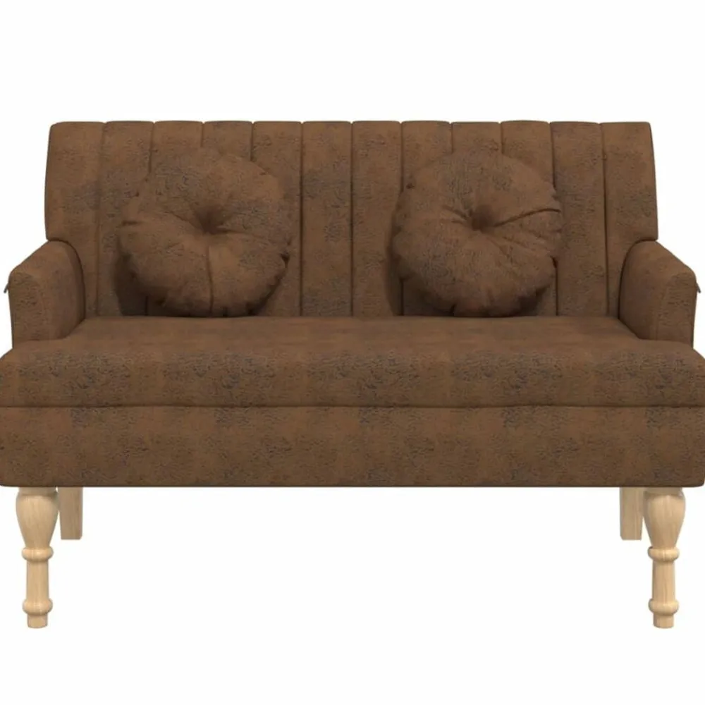 Bankjes*vidaXL Bankje met kussens 113x64,5x75,5 cm kunstsuèdeleer Bruin