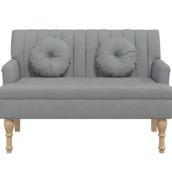 Bankjes*vidaXL Bankje met kussens 113x64,5x75,5 cm stof Lichtgrijs