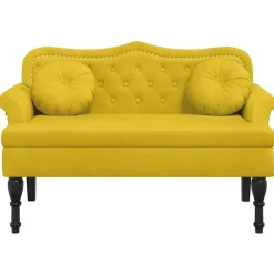Bankjes*vidaXL Bankje met kussens 120,5x65x75 cm fluweel Geel