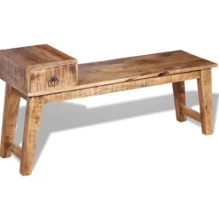 Bankje met lade 120x36x60 cm massief mangohout>vidaXL Clearance
