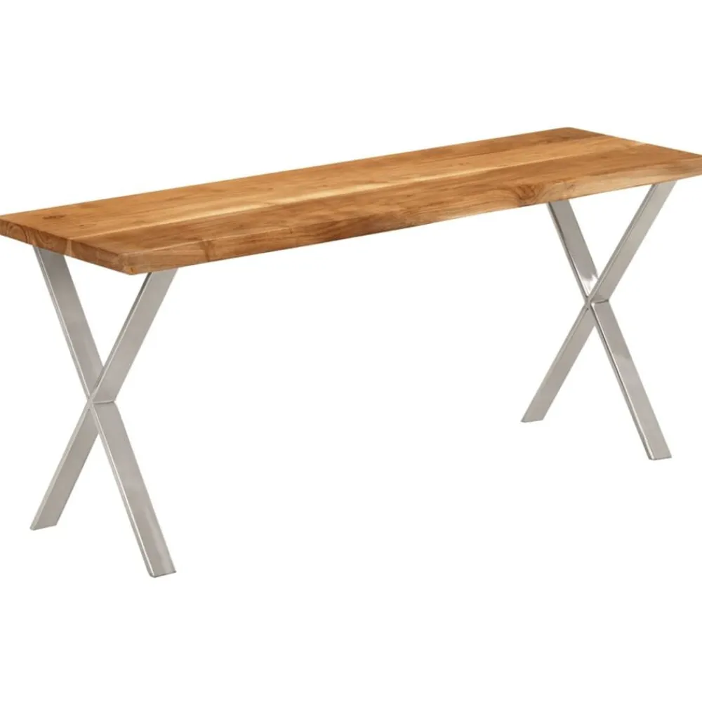 Bankjes*vidaXL Bankje met natuurlijke rand 105 cm massief acaciahout Zilver
