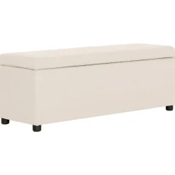 Bankje met opbergvak 116 cm polyester crème>vidaXL Outlet