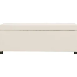 Bankje met opbergvak 116 cm polyester crème>vidaXL Outlet