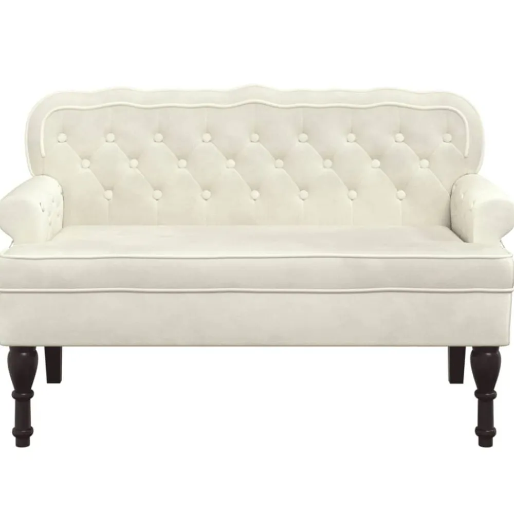 Bankjes*vidaXL Bankje met rugleuning 119,5x64,5x75 cm fluweel crèmekleurig Crème