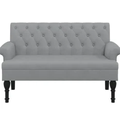 Bankjes*vidaXL Bankje met rugleuning 120x62x75,5 cm stof Lichtgrijs