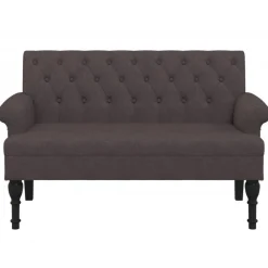 Bankjes*vidaXL Bankje met rugleuning 120x62x75,5 cm stof Donkerbruin