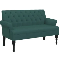 Bankjes*vidaXL Bankje met rugleuning 120x62x75,5 cm stof Donkergroen