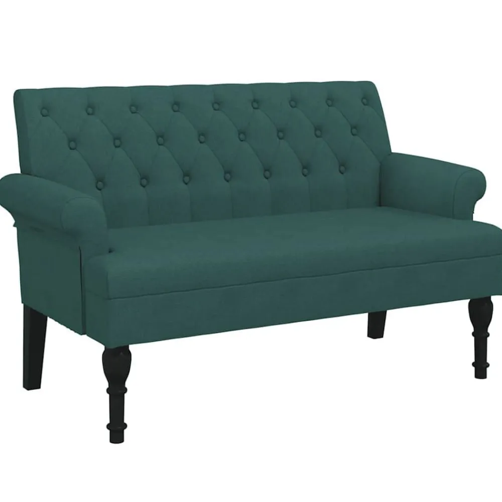Bankjes*vidaXL Bankje met rugleuning 120x62x75,5 cm stof Donkergroen