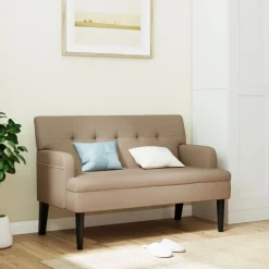 Bankjes*vidaXL Bankje met rugleuning 112x65,5x75 cm kunstleer kleur Cappuccino