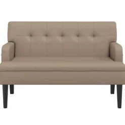 Bankjes*vidaXL Bankje met rugleuning 112x65,5x75 cm kunstleer kleur Cappuccino