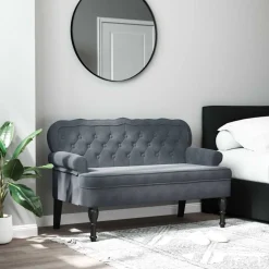 Bankje met rugleuning 119,5x64,5x75 cm fluweel>vidaXL Clearance