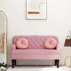 Bankjes*vidaXL Bankje met rugleuning 119,5x64,5x75 cm fluweel Roze