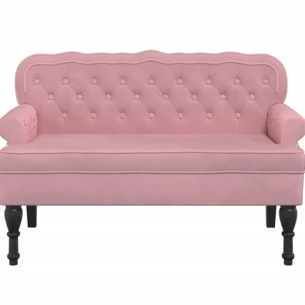 Bankjes*vidaXL Bankje met rugleuning 119,5x64,5x75 cm fluweel Roze