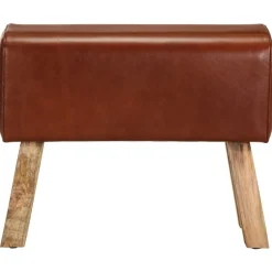 Bankjes*vidaXL Bankje turnbok 58 cm echt leer en massief mangohout Bruin
