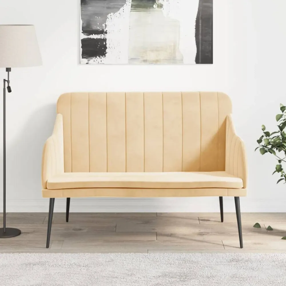 Bankjes*vidaXL Bankje 110x76x80 cm fluweel crèmekleurig Crème