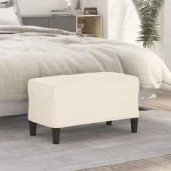 Bankje 70x35x41 cm fluweel crèmekleurig>vidaXL New