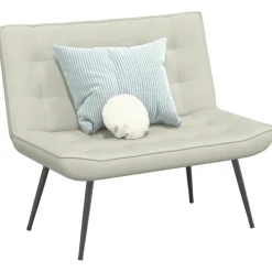 Bankje 110x74x84 cm fluweel crèmekleurig><noscript><img width=