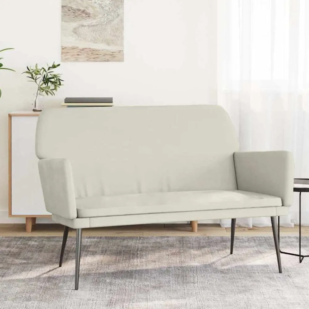 Bankjes*vidaXL Bankje 108x79x79 cm fluweel crèmekleurig Crème