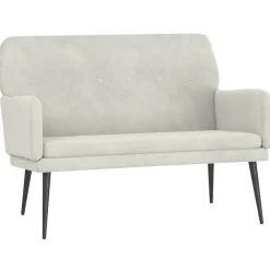 Bankje 108x79x79 cm fluweel crèmekleurig>vidaXL