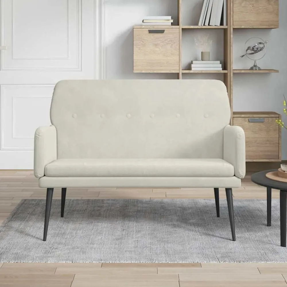 Bankje 108x79x79 cm fluweel crèmekleurig>vidaXL