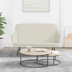 Bankje 110x76x80 cm fluweel crèmekleurig>vidaXL New