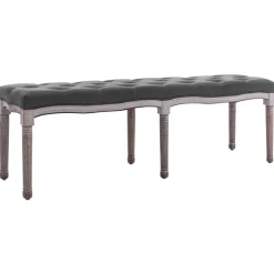Bankje 150x40x48 cm linnen massief hout>vidaXL New