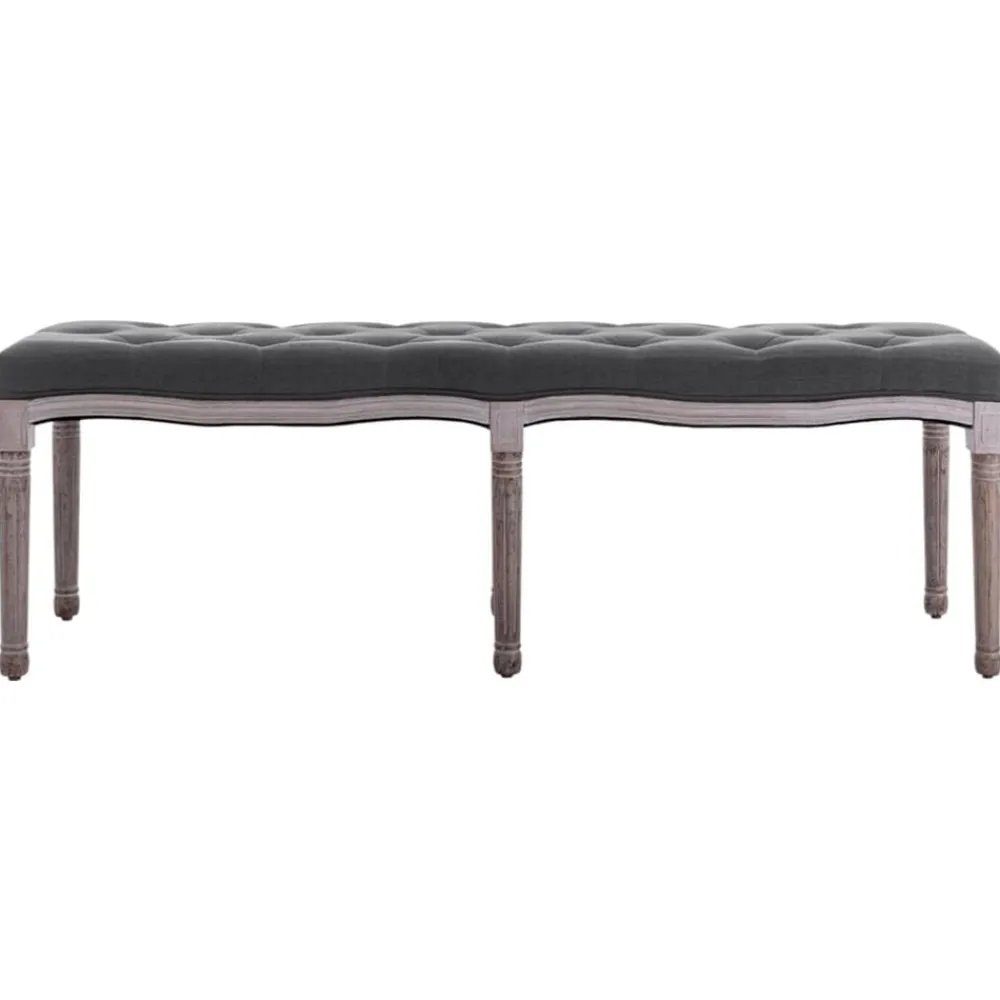 Bankje 150x40x48 cm linnen massief hout>vidaXL New