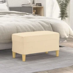 Bankje 70x35x41 cm stof crèmekleurig>vidaXL