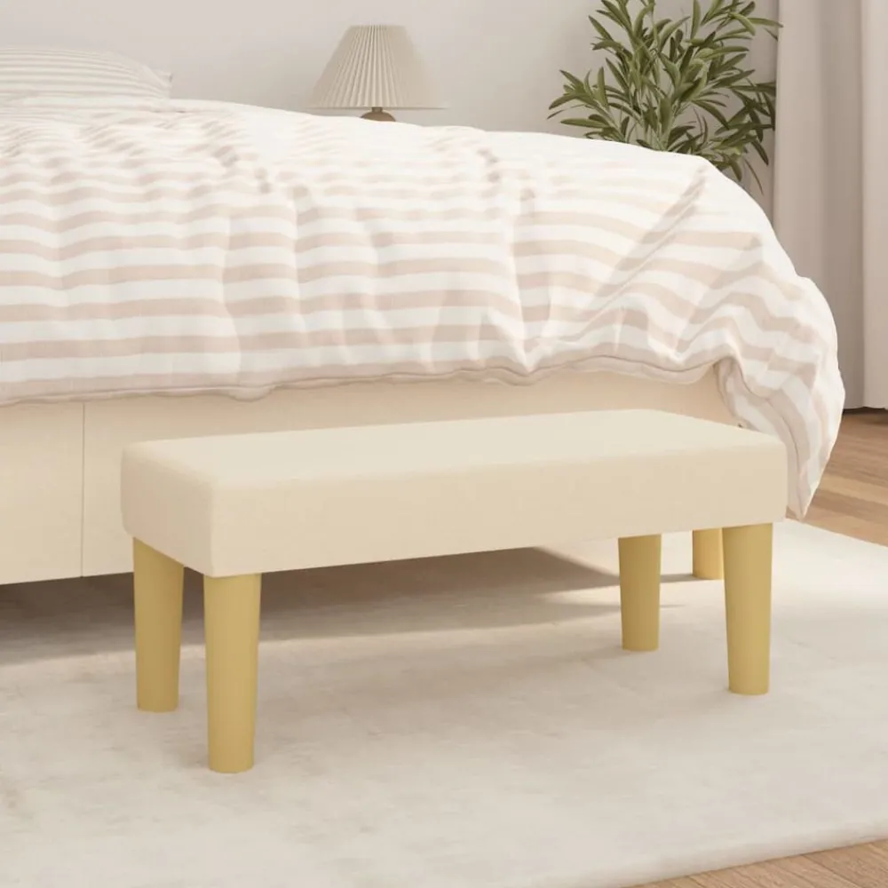 Bankjes*vidaXL Bankje 70x30x30 cm stof crèmekleurig Crème