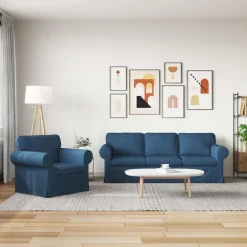 Banken*vidaXL Bankstel 2 pcs 215 x 82 x 80 cm Stof Blauw