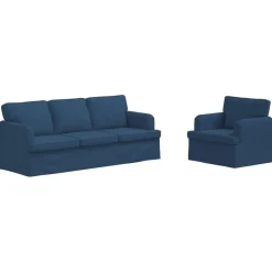 Banken*vidaXL Bankstel 2 pcs 201 x 80 x 85 cm Stof Blauw