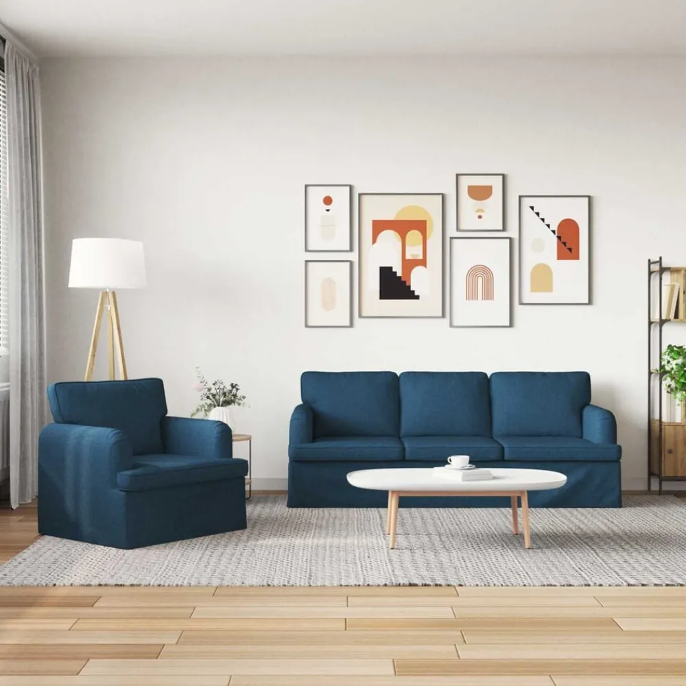 Banken*vidaXL Bankstel 2 pcs 201 x 80 x 85 cm Stof Blauw