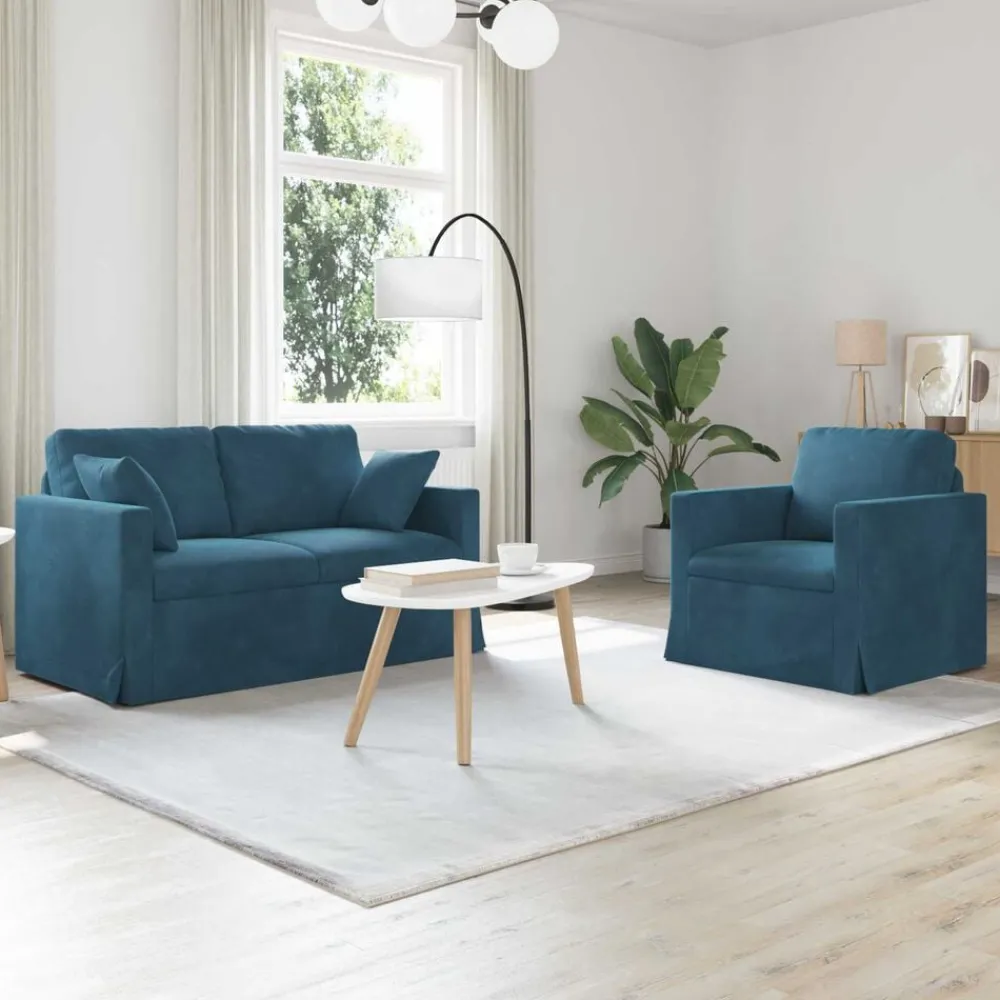 Bankstel 2 pcs 138 x 78 x 80 cm Fluweel>vidaXL Discount