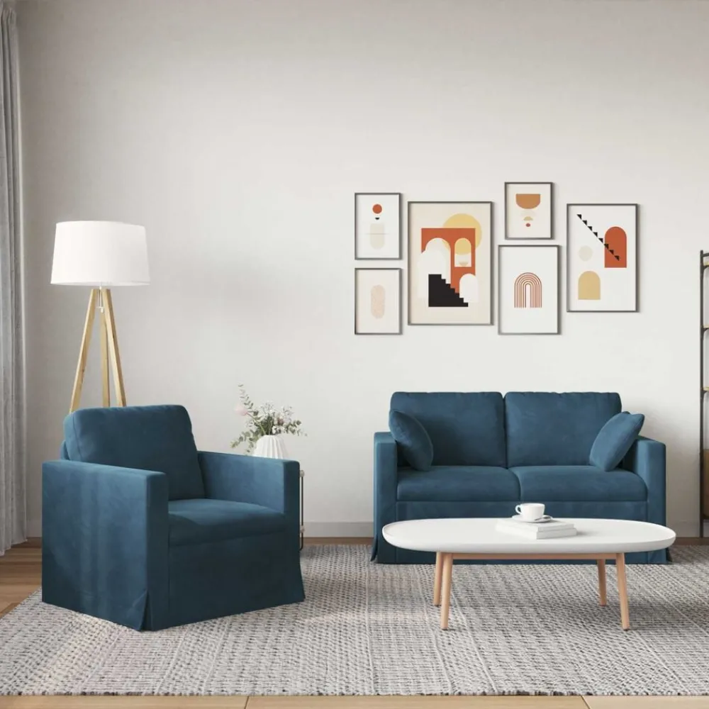 Bankstel 2 pcs 138 x 78 x 80 cm Fluweel>vidaXL Discount