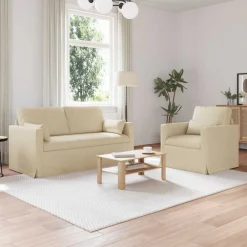 Banken*vidaXL Bankstel 2 pcs Crème 158 x 78 x 80 cm Stof Cr&egrave;me
