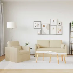 Banken*vidaXL Bankstel 2 pcs Crème 158 x 78 x 80 cm Stof Cr&egrave;me