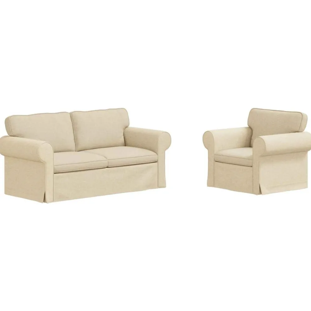 Banken*vidaXL Bankstel 2 pcs Crème 175 x 82 x 80 cm Stof Crème
