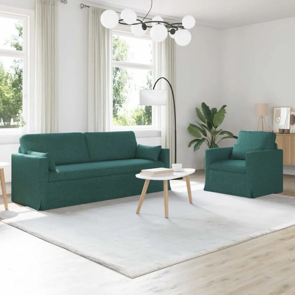 Banken*vidaXL Bankstel 2 pcs 198 x 78 x 80 cm Stof Donkergroen
